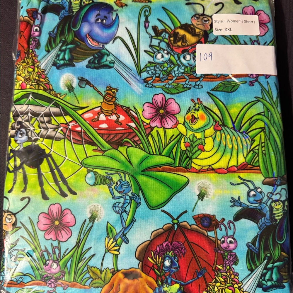 Millie Rose bamboo‎ shorts, A Bug's Life, size XXL